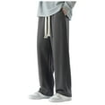 thumbnail image 1 of Zylarhe Casual Pants for Men Men's Solid Color Loose Sag Straight Leg Wide Leg Pants Casual Sweatpants Nonslip Band, 1 of 5