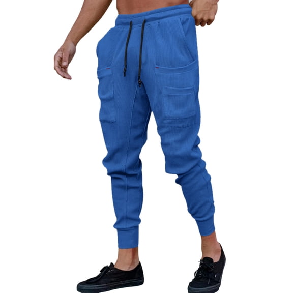 Zylarhe Casual Pants for Men Men's Solid Color Sports Pants Lace Up Casual Pants Men's Sports Pants Indoor Outdoor