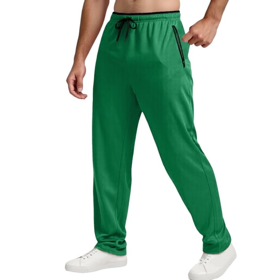 Zylarhe Men's Pants, Men's Sweatpants Mesh Lightweight With Zip Pockets Breathable Athletic Pants For Workout Running Star Boy Green M