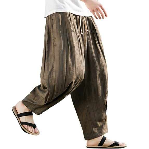 Zylarhe Casual Pants for Men Men's Wide Leg Harem Pants Casual Pants E Motion Pants for Men