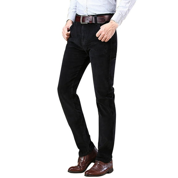 Zylarhe Casual Pants for Men Men's Winter Outdoor Fashionable Slim Fit Velvet Business Casual Pants Mens Deep Pocket Pants