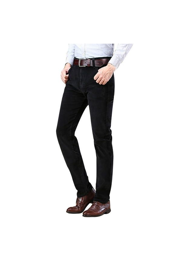 Casual Pants for Men Men's Winter Outdoor Fashionable Slim Fit Velvet Business Casual Pants Mens Deep Pocket Pants