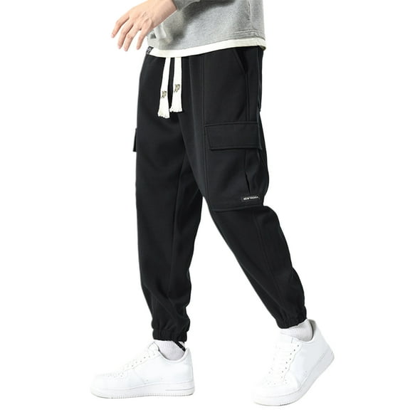 Zylarhe Casual Pants for Men Mens Ankle Sports Nine Point Pants Pocket Cargo Casual Pants Tech Pants