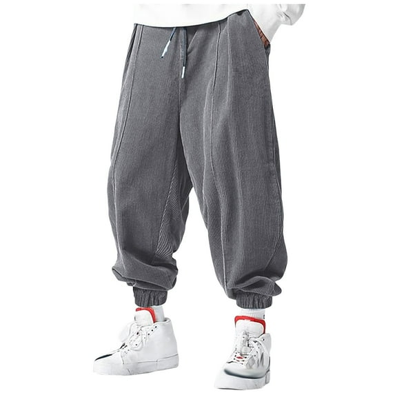 Zylarhe Casual Pants for Men Mens Casual Waist Color Sports Hat Woven Pocket Solid Color Pocket Leather Label Thin Sweatpants 4 1