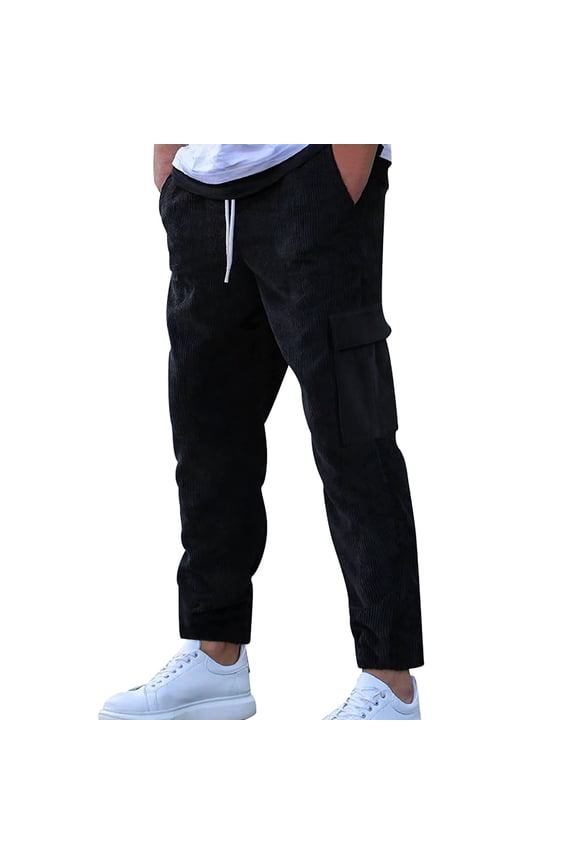 Casual Pants for Men Mens Corduroy Cargo Sweatpants Long Solid Elastic Waist Casual Pants Hop Streetwear Pant Star Glitter