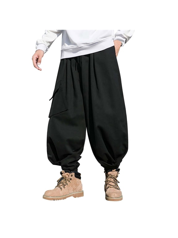 Casual Pants for Men Retro Hop Large Pockets Design Sense Wide Leg Work Punch Pants Fashion Wind Pants 6