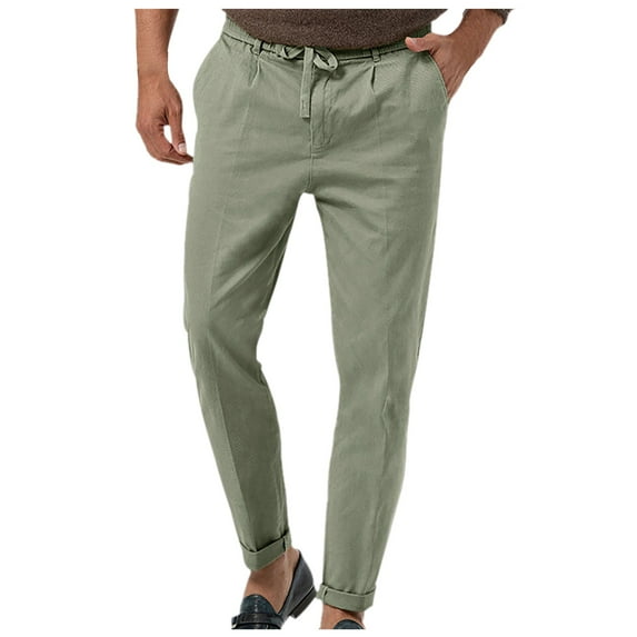 Zylarhe Casual Pants for Men Solid Color Casual Loose Button Up Pants European And Straight Leg Business Comfortable Trousers Trousers Men