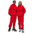 thumbnail image 1 of Zylarhe Couple's Solid Suit Long Sleeved Hooded Top And Trousers Suit Valentines Day Warm Hooded Sweatshirt Sport Pant Set Pant Coat, 1 of 4