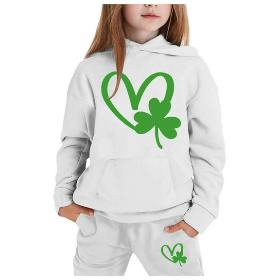 Zylarhe Girls Boys Sweatshirt Girls Long Sleeve Hoodie Pullover and Pants Set Warm Solid Color Sweat Suit Outfits for Toddler Kids Light Gray 12-13 Years