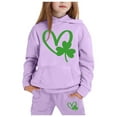 thumbnail image 1 of Zylarhe Girls Boys Sweatshirt Girls Long Sleeve Hoodie Pullover and Pants Set Warm Solid Color Sweat Suit Outfits for Toddler Kids Light Purple 4-5 Years, 1 of 4