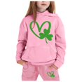 thumbnail image 1 of Zylarhe Girls Boys Sweatshirt Girls Long Sleeve Hoodie Pullover and Pants Set Warm Solid Color Sweat Suit Outfits for Toddler Kids Pink 12-13 Years, 1 of 4