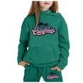 thumbnail image 1 of Zylarhe Girls Boys Sweatshirt Girls Outfits&Set Children Long Sleeve City Place Name Hoodie Top and Pants Set for Girls Dark Green 8-9 Years, 1 of 4