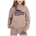 thumbnail image 1 of Zylarhe Girls Boys Sweatshirt Girls Outfits&Set Children Long Sleeve City Place Name Hoodie Top and Pants Set for Girls Khaki 4-5 Years, 1 of 4
