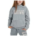 thumbnail image 1 of Zylarhe Girls Boys Sweatshirt Girls Outfits&Set Fashion Casual Printed Long Sleeved Hooded Top Hoodie Pants Suit for Girls Grey 2-3 Years, 1 of 4