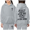thumbnail image 1 of Zylarhe Girls Boys Sweatshirt Girls Outfits & Set Kids Casual Letter Printed Long Sleeve Hoodie Pullover Sweatshirt Tracksuit Jogger Sweatpants Unisex 2 PC Sweatsuit Set Grey 1-2 Years, 1 of 3