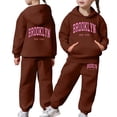 thumbnail image 1 of Zylarhe Girls Boys Sweatshirt Girls Outfits & Sets Child Toddler Long Sleeve Pullover Hoodie Pants Comfortable Warm Kids Sweat Suit for Everyday Outdoor Coffee 6-7 Years, 1 of 7