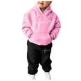 thumbnail image 1 of Zylarhe Girls Boys Sweatshirt Girls Unisex Two Piece Hooded Tracksuit Set Hoodie and Sweatpants Outfit for Kids Pink 5-6 Years, 1 of 4