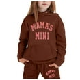 thumbnail image 1 of Zylarhe Girls Boys Sweatshirt Stylish Girls Casual Outfit Set Printed Long Sleeve Hooded Top with Pants Ensemble Brown 4-5 Years, 1 of 4