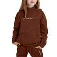thumbnail image 1 of Zylarhe Girls Boys Sweatshirt Stylish Girls Winter Outfits Set Printed Hooded Sweatshirt Ensemble For Casual Wear Ages 1 To 9 With Easy Care Instructions Coffee 6-7 Years, 1 of 4