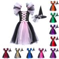 thumbnail image 1 of Zylarhe Girls Dresses Magnificent Witch Black Gown with Hat Fancy Tutu Dress Up Party Tulle C 2-3 Years, 1 of 6