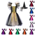 thumbnail image 1 of Zylarhe Girls Dresses Magnificent Witch Black Gown with Hat Fancy Tutu Dress Up Party Tulle E 10-12 Years, 1 of 6