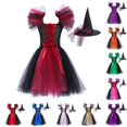 thumbnail image 1 of Zylarhe Girls Dresses Magnificent Witch Black Gown with Hat Fancy Tutu Dress Up Party Tulle H 4-5 Years, 1 of 6