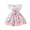 thumbnail image 1 of Zylarhe Girls Easter Dress Girls Girls Dresses Easter Bunny Print Summer Dress for Toddler Baby with Flutter Sleeves and Allover Floral Pattern Girls Dresses 9-12 Months Pink, 1 of 8