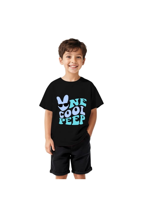 Girls Easter Shirt Boys Short Sleeve T Shirt Easter Print Casual Crewneck Tee Comfortable Kids Top For Holiday Celebration – Everyday Daily Wear For Boys Tops 12-13 Years Black