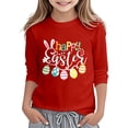 thumbnail image 1 of Zylarhe Girls Easter Shirt Easter Bunny Letter Print Casual Tee Soft Blouse Top Outfit For Girls Short Sleeve Shirt 9-10 Years Red, 1 of 4