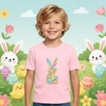 thumbnail image 1 of Zylarhe Girls Easter Shirt Easter Holiday Celebration Graphic Tee Soft Casual Short Sleeve T-Shirt For Boys Kids Top 8-9 Years Pink, 1 of 3