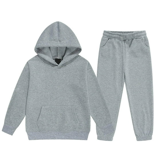 Zylarhe Girls Long Sleeve Hoodie and Pants Set Soft Comfy Sweatsuit for Toddler Kids Casual Outfit 12-13 Years Grey