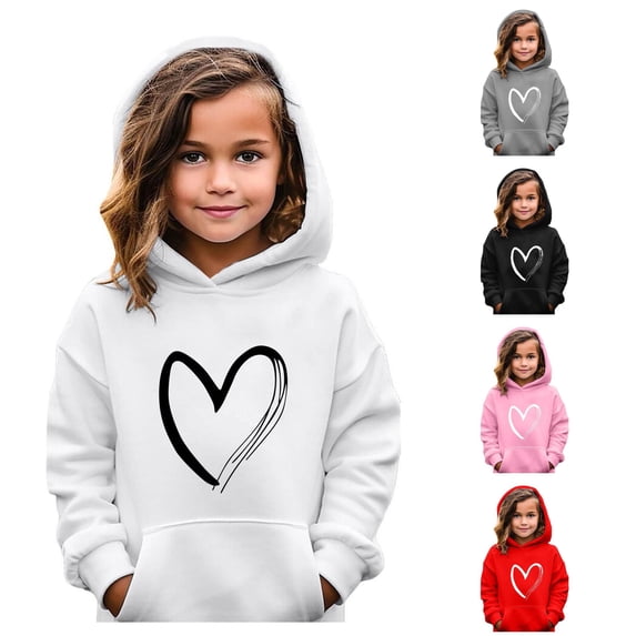 Zylarhe Girls Pullover Girl Hoodie Long Sleeve Soft Sweatshirt Graphic Hoody Kids Cute Pullovers Top Clothes for Girls with Soft Texture White 8-9 Years