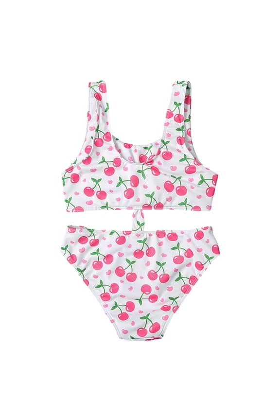 Girls Swimsuit, Girls Bikini Swimsuit Two Piece Set Hot Spring Beach Wear for Teens and Juniors 7-8 Years White