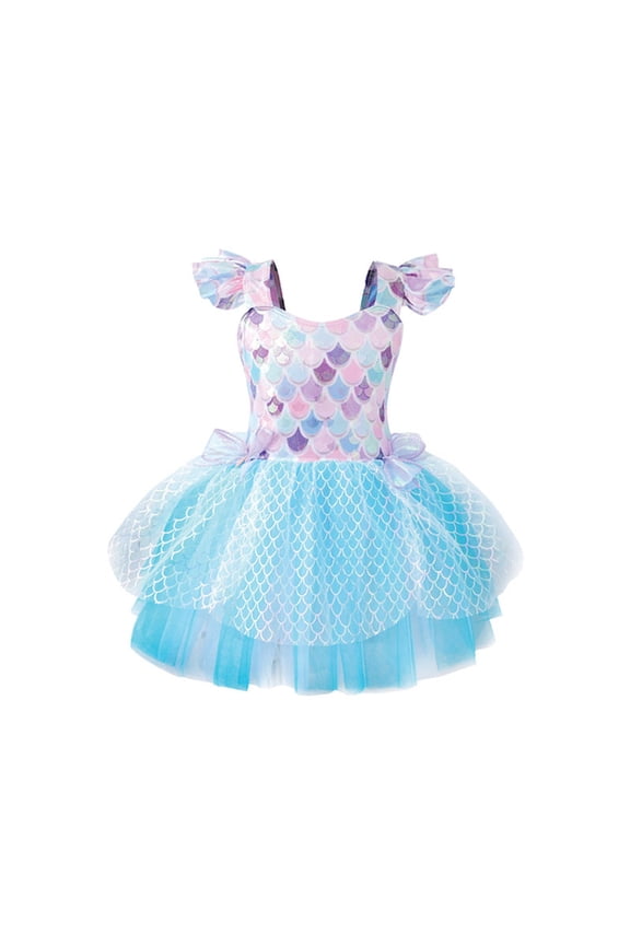 Girls Swimsuit Girls Sparkly Scale Ocean Tail Two Piece Swimsuit Bathing Set For Swimming And Water Multicolor 3-4 Years