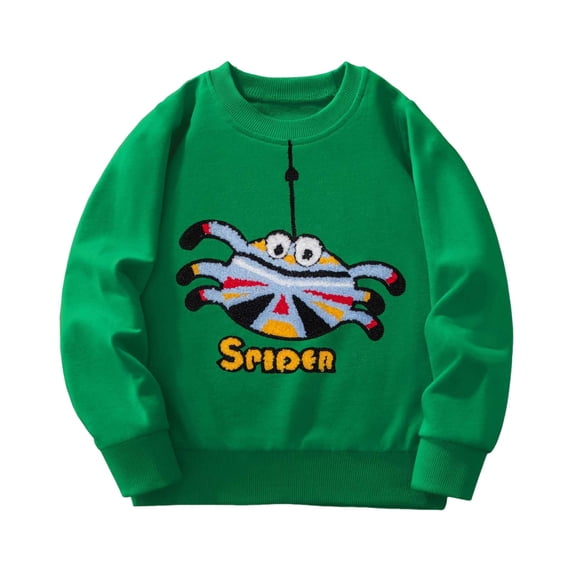 Zylarhe Halloween Sweatshirts for Kids Girls Hoodies Long Sleeve Pullover with Cute Embroidery Comfortable Casual Outerwear Green 7-8 Years