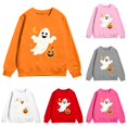 thumbnail image 1 of Zylarhe Halloween Sweatshirts for Kids Kids Halloween Print Long Sleeve Pullover Hooded Sweatshirt Boys Girls Cozy Orange 13-14 Years, 1 of 4