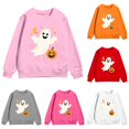 thumbnail image 1 of Zylarhe Halloween Sweatshirts for Kids Kids Halloween Print Long Sleeve Pullover Hooded Sweatshirt Boys Girls Cozy Pink 11-12 Years, 1 of 4