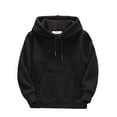 thumbnail image 1 of Zylarhe Kids Boys Girls Long Sleeve Pullover Hoodie with Patchwork Design Thickened Warm Lined Sweatshirt for Toddler Child Youth Casual Tops 5-6 Years Black, 1 of 3