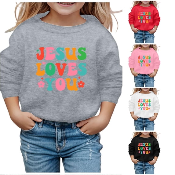 Zylarhe Kids Hoodies Girl Long Sleeve Soft Sweatshirt Graphic Kids Cute Round Neck Pullovers Top Clothes for Girls with Cute Design Grey 3-4 Years