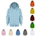 thumbnail image 1 of Zylarhe Kids Hoodies Sweatshirt Color Solid Zip Jackets Long Hoodie Top Sleeve Up Girls Kids Boys Coat Jacket with Soft Material Sky Blue 11-12 Years, 1 of 7