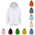 thumbnail image 1 of Zylarhe Kids Hoodies Sweatshirt Color Solid Zip Jackets Long Hoodie Top Sleeve Up Girls Kids Boys Coat Jacket with Soft Material White 11-12 Years, 1 of 7