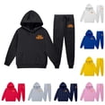 thumbnail image 1 of Zylarhe Kids Print Hoodie Toddler Boys Girls Sweatshirt Outfit Casual Two Piece Set Black 3-4 Years, 1 of 4