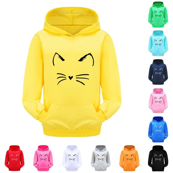 Zylarhe Kids Sweatshirts Girls Casual Crewneck Sweatshirts Long Sleeve Cute Pullover Oversized Lightweight Tops with Soft Comfortable Feel Yellow 9-10 Years