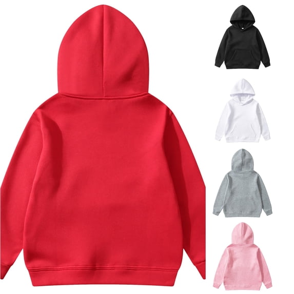 Zylarhe Kids Sweatshirts Girls Casual Long Sleeve Hoodies Cute Oversized Pocket Sweatshirt Tops with Trendy Oversized Silhouette Red2 8-10 Years