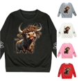thumbnail image 1 of Zylarhe Kids Sweatshirts Girls Long Sleeve Hooded Dress and Sweatshirt Fashion Cute Casual Outfit Soft Comfortable Kids Wear for Play School Black 7-8 Years, 1 of 4