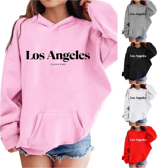 Zylarhe Kids Sweatshirts Kids Girls Sports Shirt Boy Girl Casual Hoodie Pullover Hooded Sweatshirt with Pocket Suitable for Girls Boys Pink 5-6 Years