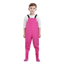 Zylarhe Kids Youth Fishing Chest Waders Toddler Children Outdoor Adventure Gear With Attached Boots For Stream 7-8 Years Pink