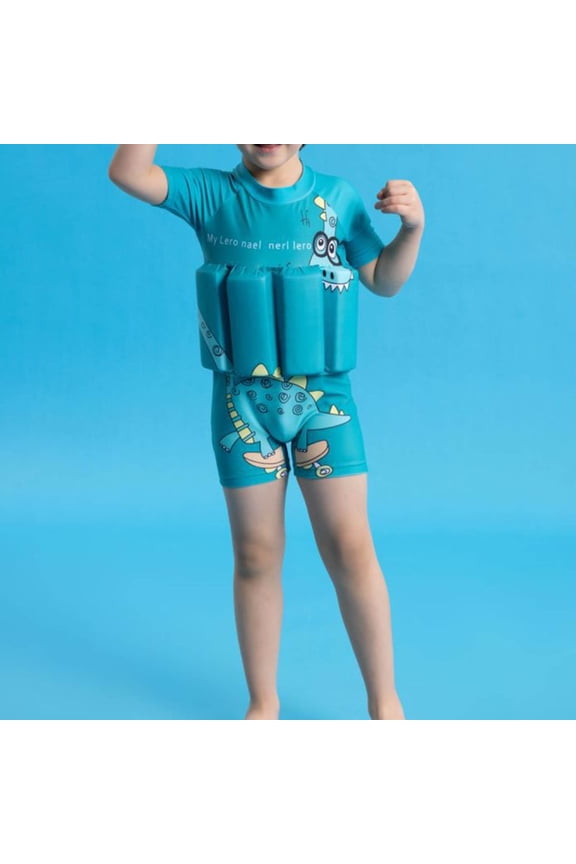 Life Jackets for Kids,Girls Summer Floral Dress Style Swimsuit with Buoyancy Floater for Toddler Pool Beach Water Play Training Blue 18-24 Months