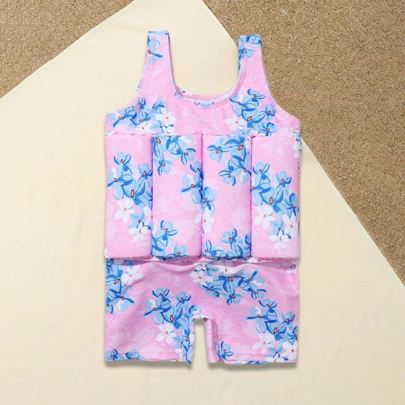 Zylarhe Life Jackets for Kids,Girls Buoyancy Swimwear Adjustable Flotation Suit with Arm Floaties for Toddler Beach Pool and Sea Pink 3-4 Years