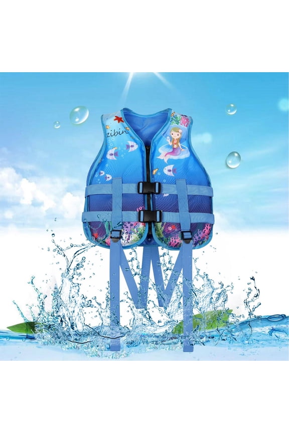 Life Jackets for Kids,Girls Swimwear Two-Piece Tankini Set with Matching Swim Shorts for Water Play Blue 2-8 Years